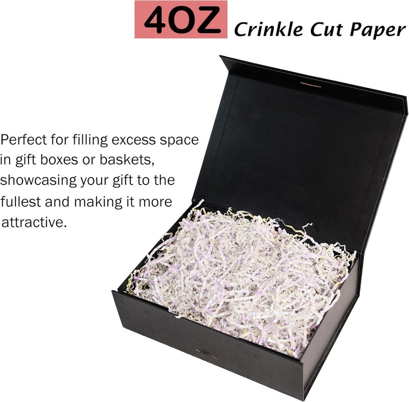 Bobobag - 4oz Crinkle Cut Paper Shred Filler Recyclable Gift Wrap Confetti Raffia Grass Shiny Shred Paper for Easter Baskets Filler Creative Eggs Decor (Diamond White) - Image 2